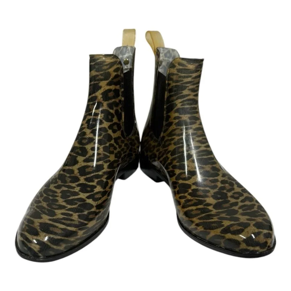 Sam Edelman Tinsley Rubber Cheetah Pull-on Rain Booties Boots 10